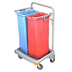 Cleankeeper Abfallsammelwagen I - 17 inkl. 2 x Abfallsack 70 l blau/rot