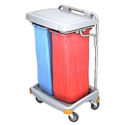 Cleankeeper Abfallsammelwagen I - 18 inkl. 2 x Abfallsack 70 l blau/rot