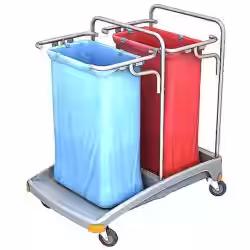 Cleankeeper Abfallsammelwagen I - 5 inkl. 2 x Abfallsack 120 l blau/rot