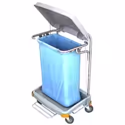 Cleankeeper Abfallsammelwagen II - 2 mit Fußpedal inkl. Abfallsack 120 l blau