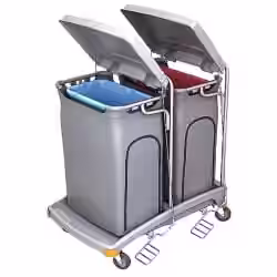 Cleankeeper Abfallsammelwagen II - 8 mit Fußpedal 2 Abfallbehälter 120 Liter inkl.2x Abfallsack 120l