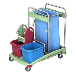 Cleankeeper Antibakterieller Gerätewagen I - 1 2 x 20 l Eimer - Blau / Pink