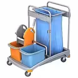 Cleankeeper Gerätewagen I - 1 2 x 20 l Eimer - blau / orange