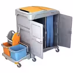 Cleankeeper Hotelwagen I - 1 2 x 20 l Eimer - blau / orange