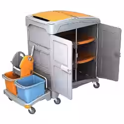 Cleankeeper Hotelwagen I - 2 2 x 20 l Eimer - blau / orange