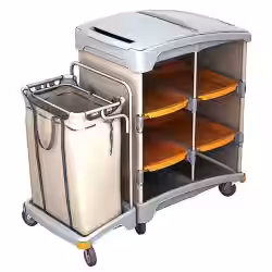 Cleankeeper Hotelwagen III - 12 1 Leinen-Wäschesack 125 l