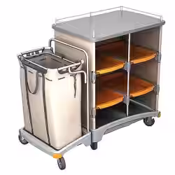Cleankeeper Hotelwagen III - 2 Leinen-Wäschesack 120 Liter