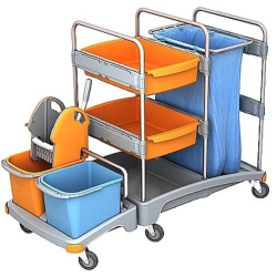 Cleankeeper Systemwagen I - 1 2 x 20 l Eimer - blau / orange