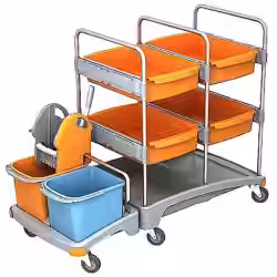 Cleankeeper Systemwagen I - 8 2 x 20 l Eimer - blau / orange