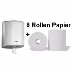 Putztuchrollenspender + 6 Rollen Papier Rollenhandtuchpapier 1-lagig