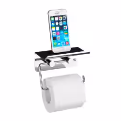 WENKO Toilettenpapierhalter mit Smartphone-Ablage