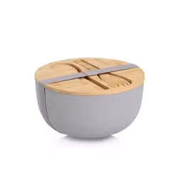 Zeller Salatschüssel-Set 4-teilig aus Kunststoff mit Bambusdeckel 25674