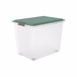 Rotho COMPACT Stapelbox A3 tranparent mit Rollen