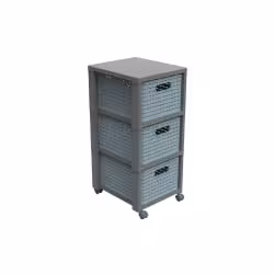 Rotho COUNTRY ECO Boxenturm Rattan mit Rollen 3 x 18 Liter