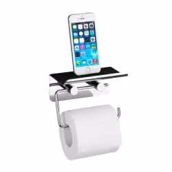 WENKO Toilettenpapierhalter mit Smartphone-Ablage